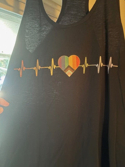 Pride Pulse Rainbow Heart Tank Top