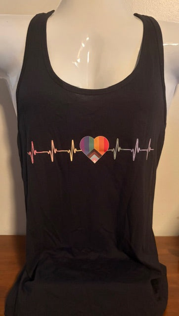 Pride Pulse Rainbow Heart Tank Top