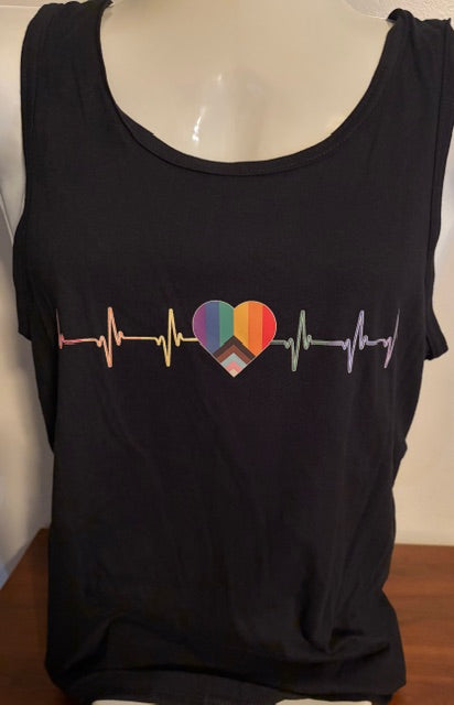 Pride Pulse Rainbow Heart Tank Top