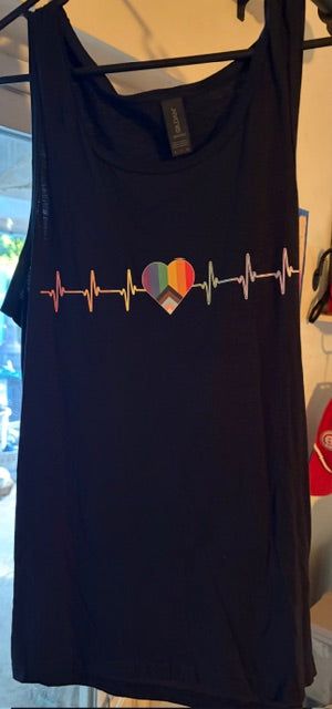 Pride Pulse Rainbow Heart Tank Top